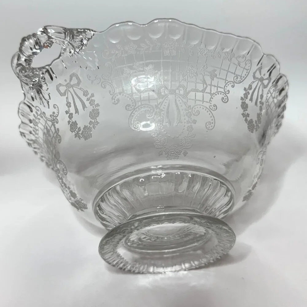 Fostoria Etched Crystal Romance Clear Serving Bowl
